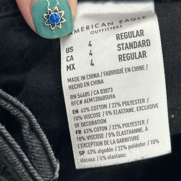 American Eagle Women's High Rise Jegging Jeans Size 4 Black Distressed - Picture 7 of 10